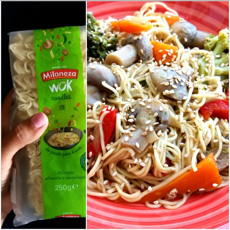 Noodles Milanesa wok de frango e legumes